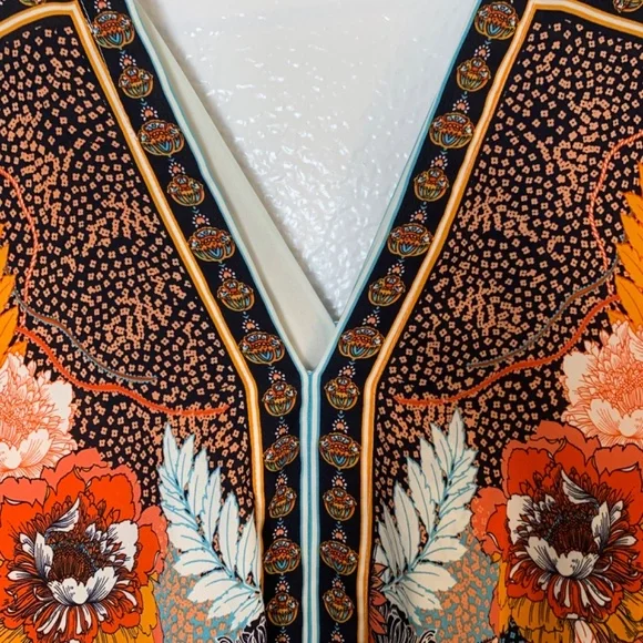 Rose + Olive Tunic Top 1X Floral Print V-Neck Blouse Dolman Sleeve Boho Flowy - Picture 12 of 16